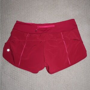 Lululemon speed up 2.5” shorts size 6 red / magenta color
